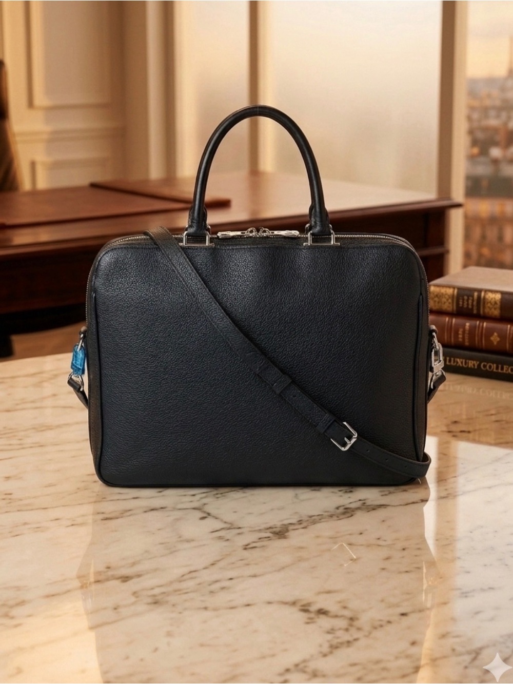 Louis Vuitton Armand Briefcase MM – Black Taurillon Leather w/ Original Strap